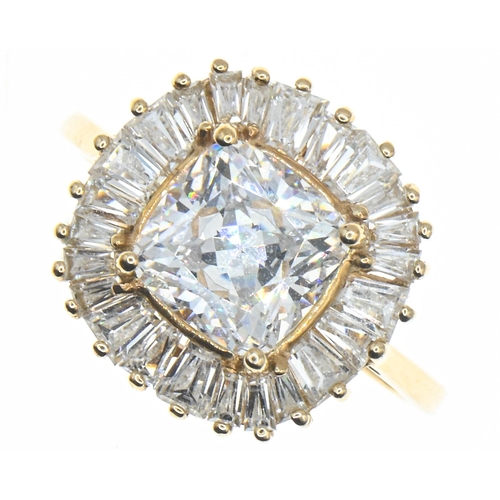 49 - 9ct gold and paste cluster ring, size P1/2, gross weight 3.86 grams