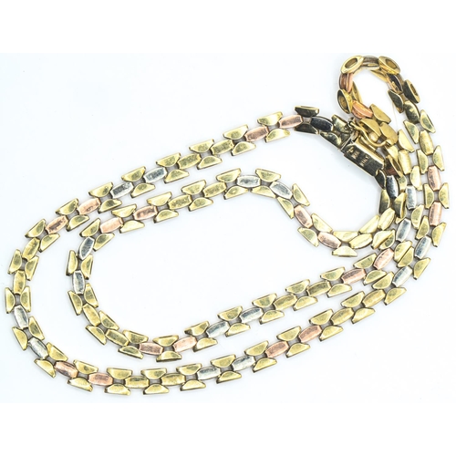 55 - 9ct gold tri-colour gold necklace, length 410mm, 13.2 grams