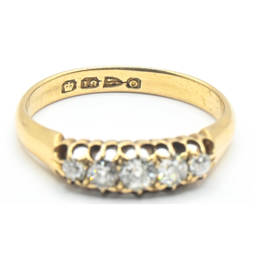 88 - Late Victorian 18ct gold five stone diamond ring, hallmarked Chester 1897, size N1/2, gross weight 3... 