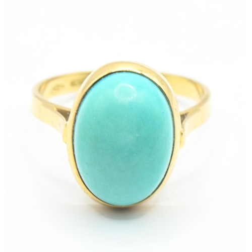 93 - 18ct gold and turquoise ring, size P, gross weight 4.6 grams