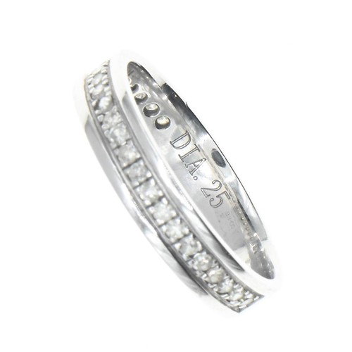 99 - 9ct white gold half hoop ring channel set with 0.25 carat of diamonds, size J 1/2, gross weight 2 gr... 