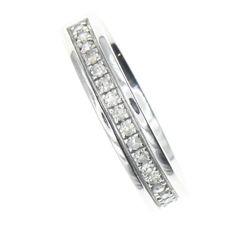 99 - 9ct white gold half hoop ring channel set with 0.25 carat of diamonds, size J 1/2, gross weight 2 gr... 