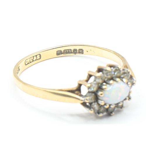 101 - 9ct gold, opal and CZ cluster ring, size P1/2, gross weight 1.69 grams