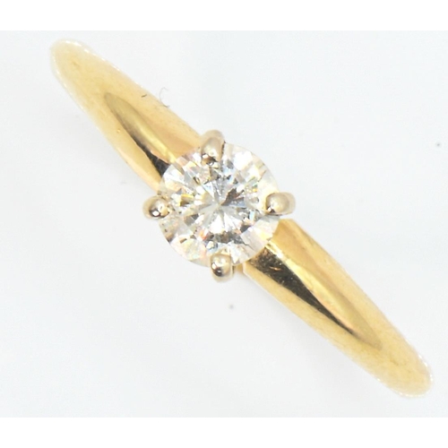 108 - 14ct gold and solitaire diamond ring, claw-set with a brilliant-cut diamond weighing approximately 0... 