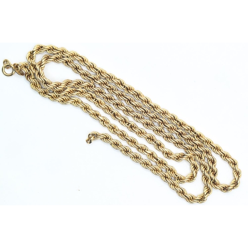 119 - 9ct gold rope twist necklace, 4.75 grams, requires re-attaching to jump ring