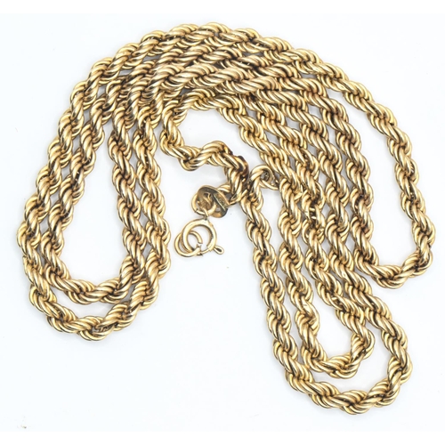 119 - 9ct gold rope twist necklace, 4.75 grams, requires re-attaching to jump ring