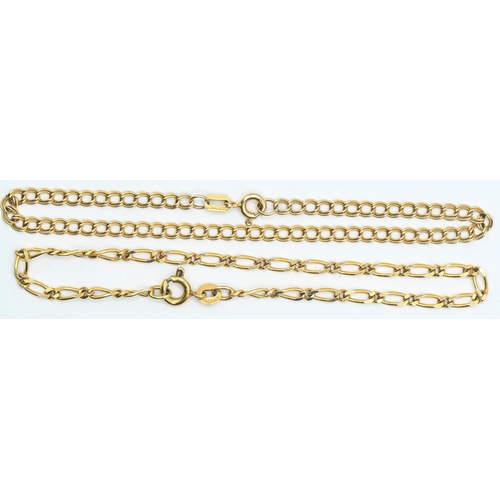 128 - Two 9ct gold bracelets, length 180mm, gross weight 4.33 grams