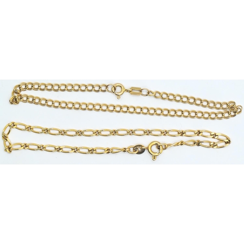 128 - Two 9ct gold bracelets, length 180mm, gross weight 4.33 grams