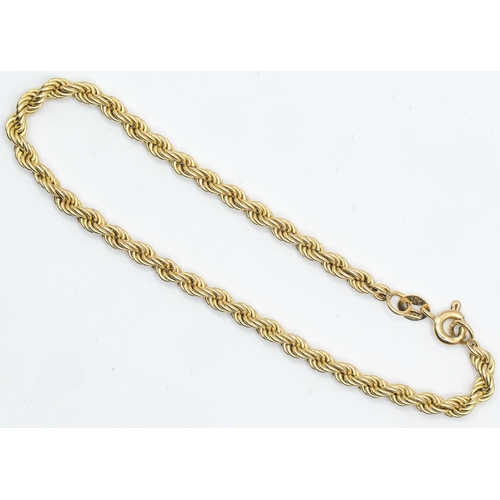 129 - 9ct gold rope twist bracelet, length 180mm, 2.25 grams