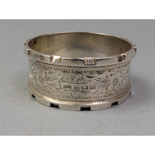 383 - Three silver napkin rings, various makers and dates, two initialled, gross weight 78.1 grams, togeth... 