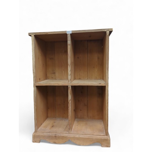 637 - Stripped pine 4 compartment unit. W66cm, D27cm, H92cm.