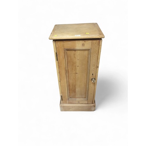 642 - Strip pine pot cupboard. W40cm, D35cm, H58cm.