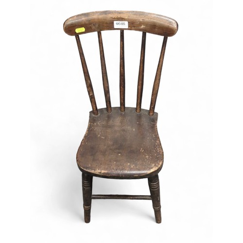 646 - Miniature Windsor chair. Back height 59cm.