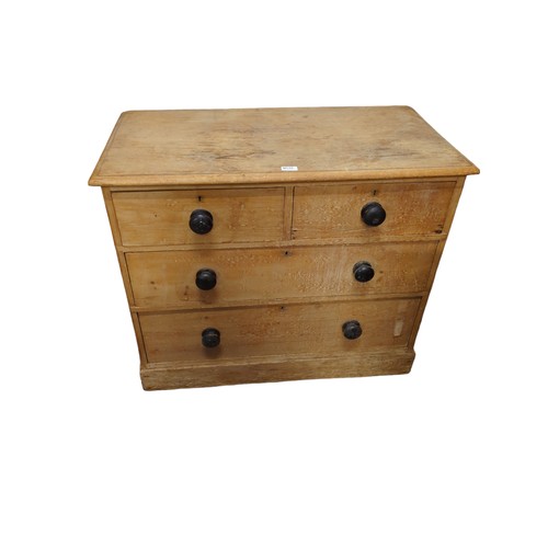 648 - Stripped pine 2 over 2 chest of drawers. W93cm, D48cm, H79cm.