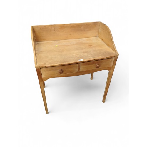 651 - Strip pine Welsh stand/wash stand with 2 drawers. W78cm,  D51cm, H91cm.