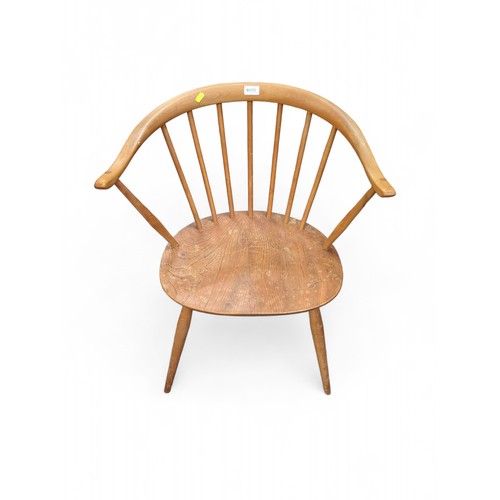 691 - Ercol Cownhorn dining chair, model 499a, in natural finish, in elm & beech