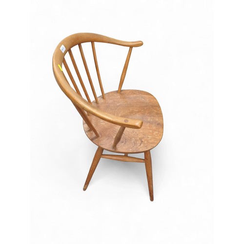 691 - Ercol Cownhorn dining chair, model 499a, in natural finish, in elm & beech