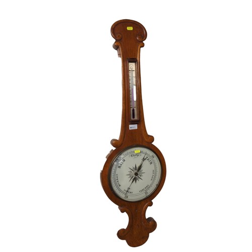 663 - Banjo barometer. H101cm, W32cm.