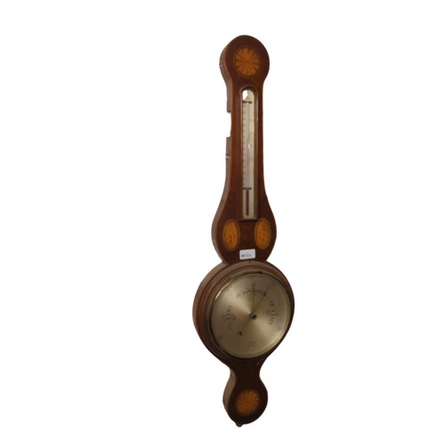 664 - Banjo barometer with inlay designs. H89cm, W26cm.