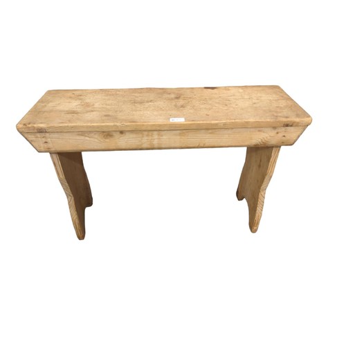 683 - Small strip pine bench. W77cm, D26cm, H46cm.