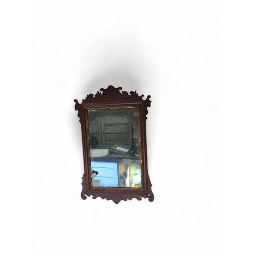 630 - Georgian fretwork framed mahogany mirror 40.5 x 64cm