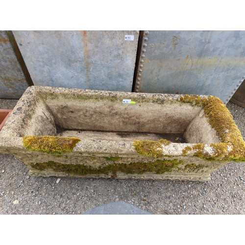 14 - Large concrete garden trough planter. W92cm D34cm H28cm