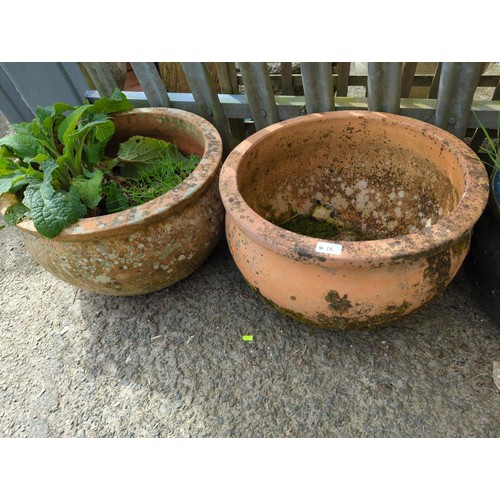 18 - 2x large terracotta planters. H30cm D51cm