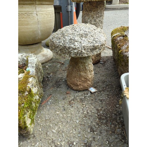 20 - Small granite staddle stone style garden ornament. H27cm