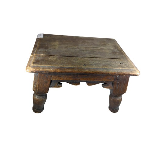 202 - Small, wooden stool. W22cm, D30cm, H18cm.