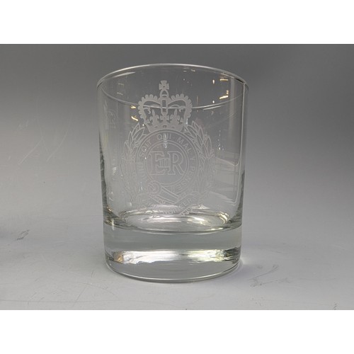 1236 - Set of six whisky tumblers, etched with the Royal Engineers crest