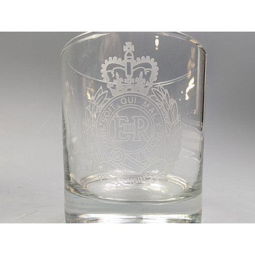 1236 - Set of six whisky tumblers, etched with the Royal Engineers crest