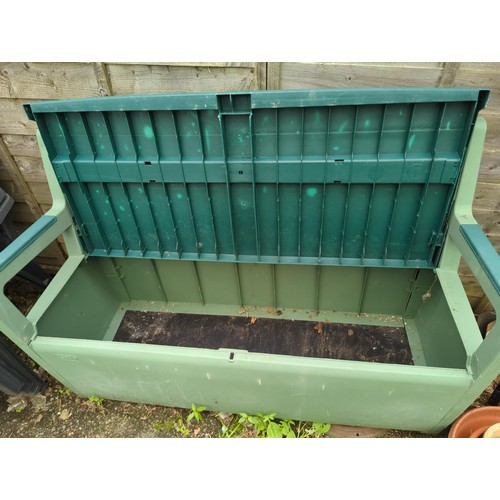 102 - Keter Outstanding plastic garden seat with storage. W133cm