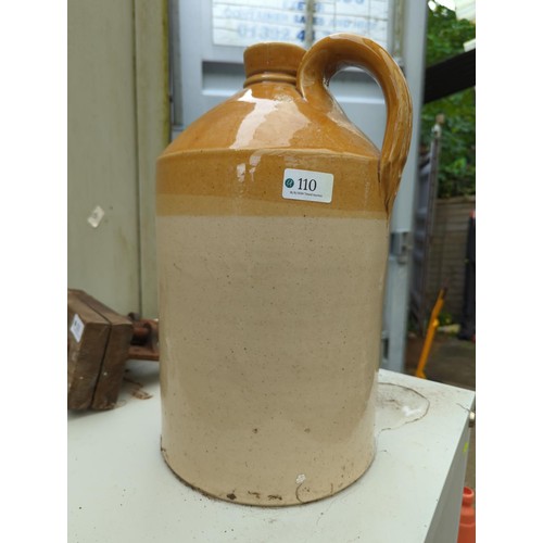 110 - Large stoneware flagon. Stamped 'Canton Priest Cardiff'. With stopper. H40cm.