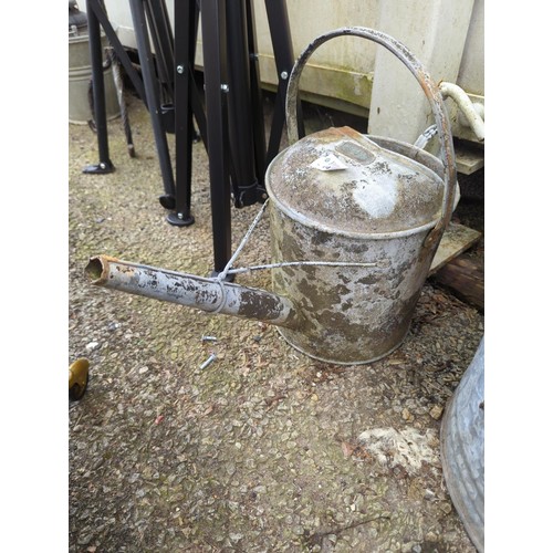 118 - Galvanised 2 gallon watering can, small damage to spout