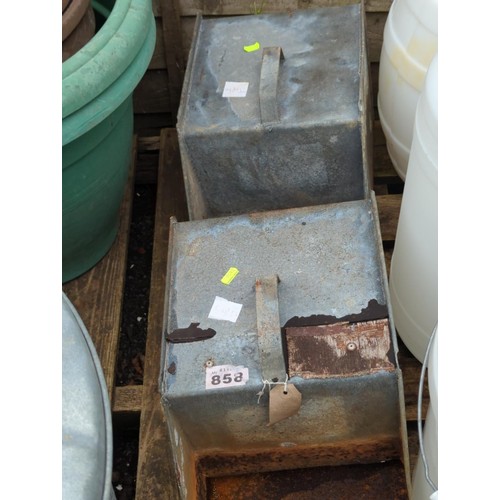 133 - 2 square, galvanised feeders + galvanised ash bucket.