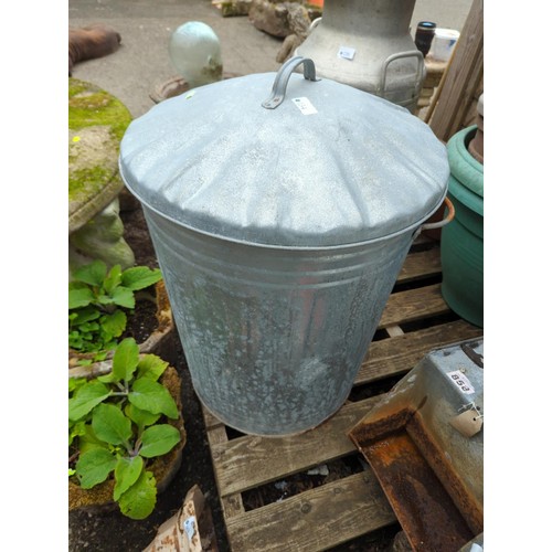 134 - Galvanised bin with lid