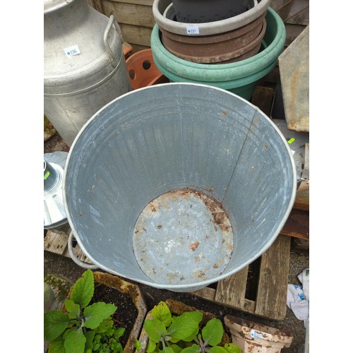 134 - Galvanised bin with lid