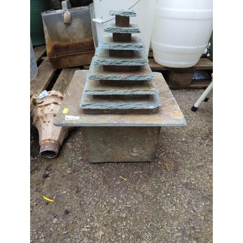 139 - Slate multi-tier garden water feature, mains powered with pump. H47cm