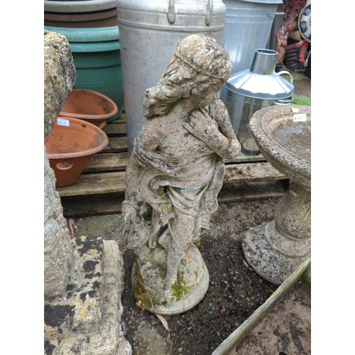 145 - Concrete garden ornament of a classically dressed lady. H66cm