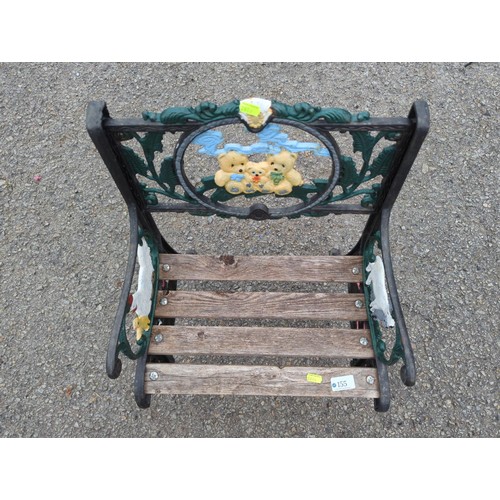 155 - Small metal ended child's garden seat. W42cm