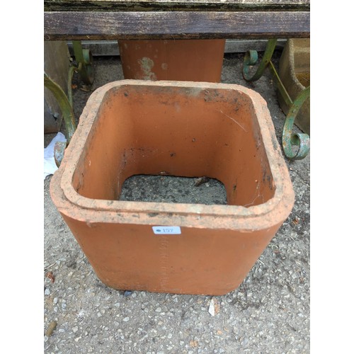 157 - 2x terracotta pipe type sections/forcers. W37cm H31cm