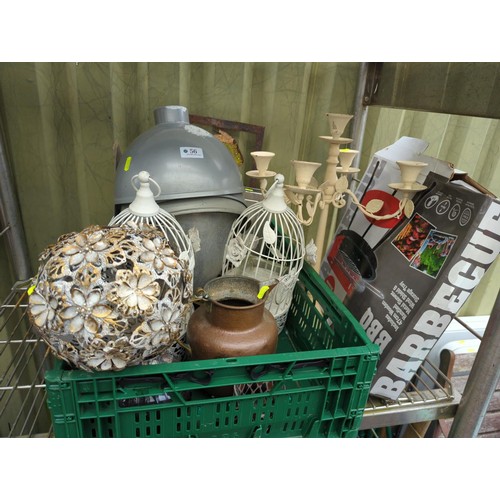 56 - Quantity of various decorative garden metalware, inc. lanterns, jugs, candelabra, lamp shades & ... 