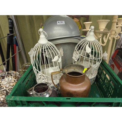 56 - Quantity of various decorative garden metalware, inc. lanterns, jugs, candelabra, lamp shades & ... 