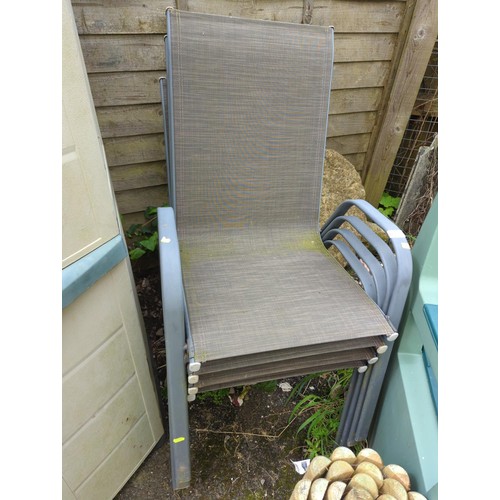 88 - 4 garden mesh seat & back stacking chairs