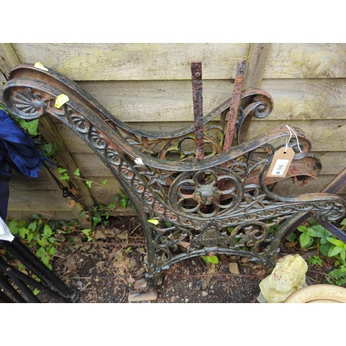 94 - Pair of black metal garden bench ends