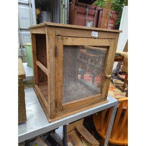 197 - Pine meat safe. Missing side panels. W43cm D43cm H46cm