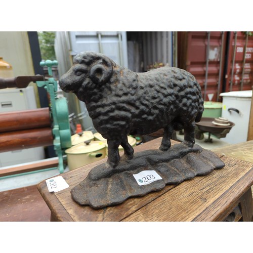 203 - Cast iron sheep door stop. W26cm H19cm