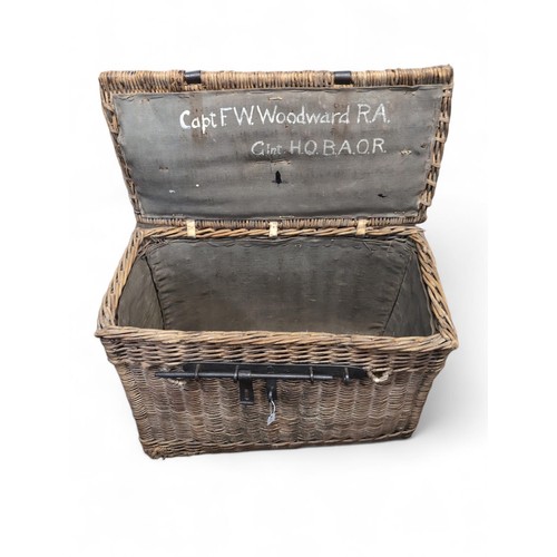 1302 - WWII wicker parachute drop basket, typically used to supply French resistance,  78 x 40 x ht 52... 