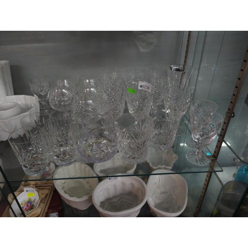 1238 - Collection of cut glass inc. whisky tumblers and brandy balloons