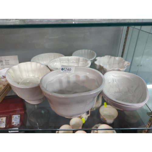 1240 - Seven ceramic jelly/blancmange moulds inc. Copeland, Cetem Ware etc.